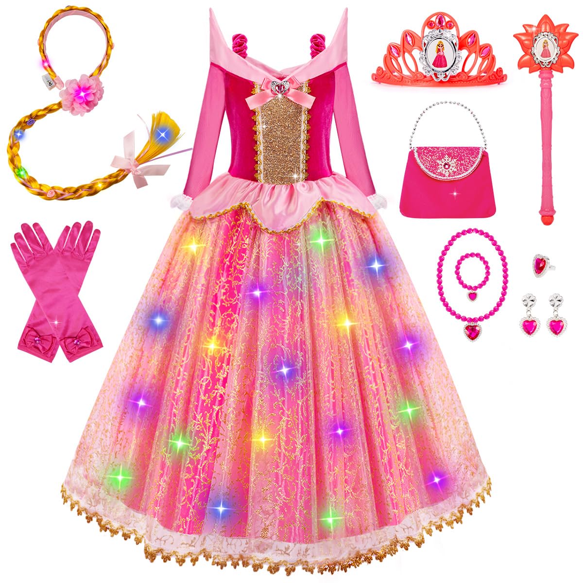 Meland Princess Dress light-up pink bodice for magical playtime and photo moments.