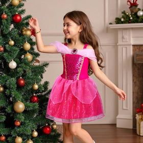 Meland purple princess dress ready for pretend royal adventures.