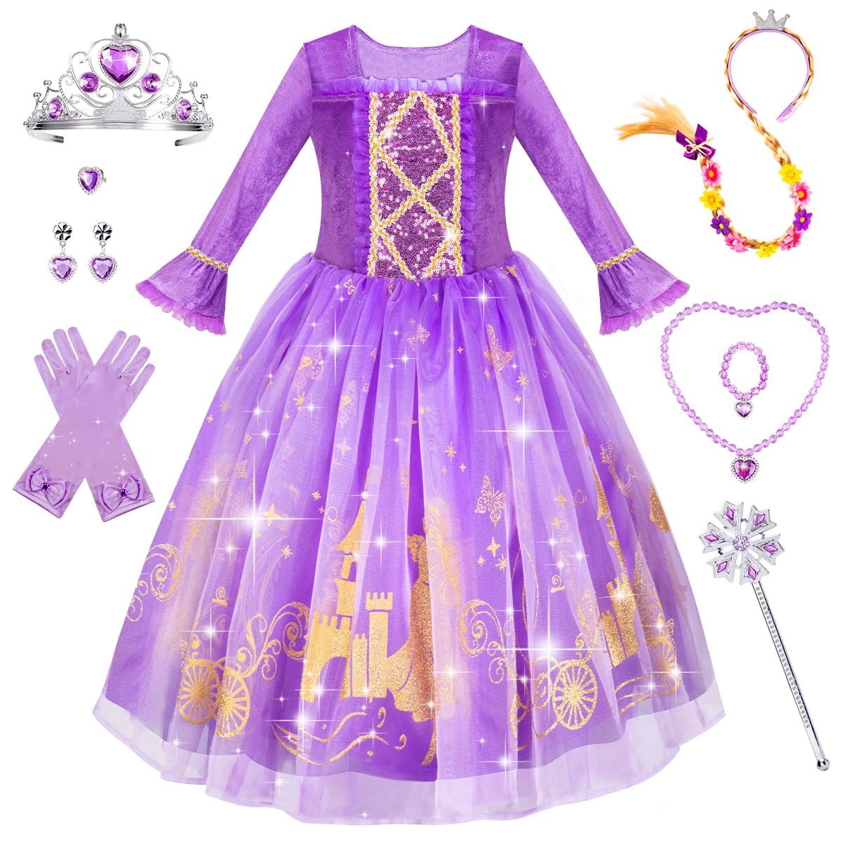 Meland princess dress purple velvet bodice for elegant dress-up