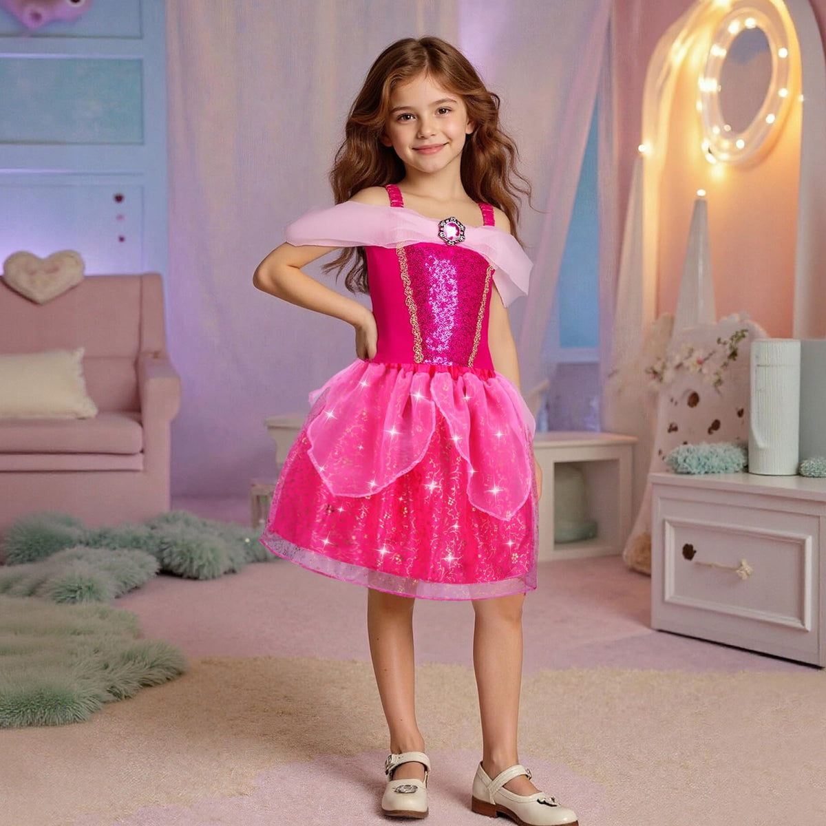 Meland purple princess dress with accessories for colorful dress-up adventures
