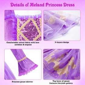 Meland princess dress soft velvet with comfortable lining