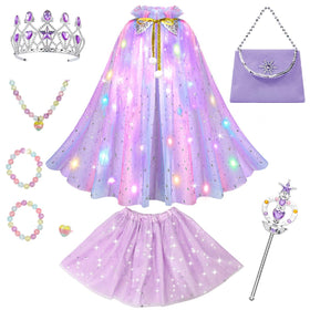 Meland princess dress up cape with light-up sparkle for imaginative play