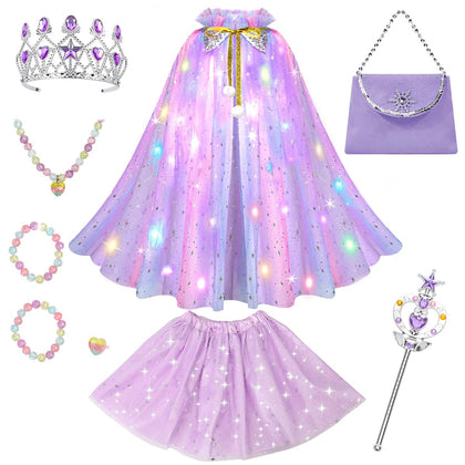 Meland princess dress up cape with light-up sparkle for imaginative play