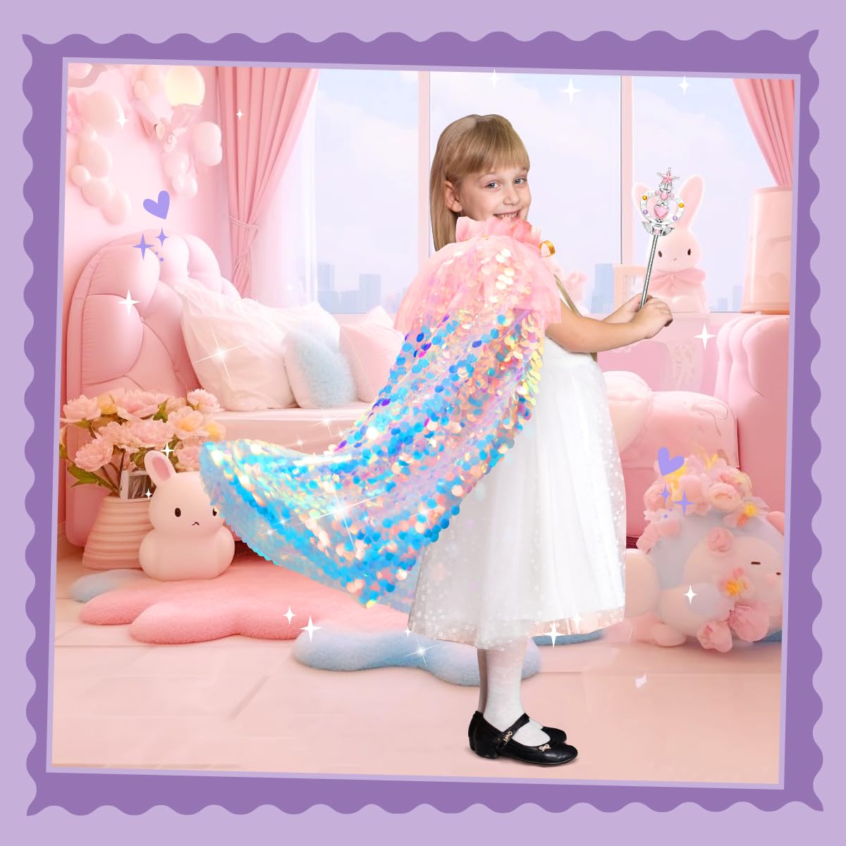 Meland princess necklace paired with cape for coordinated outfits