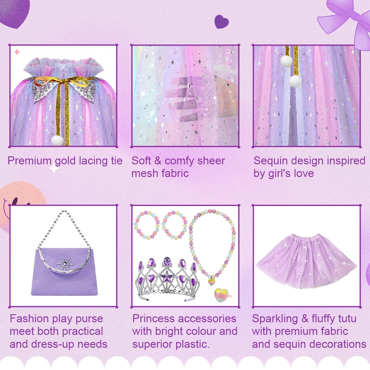 Meland shimmering tutu and cape detail for twirl-worthy dress-up moments