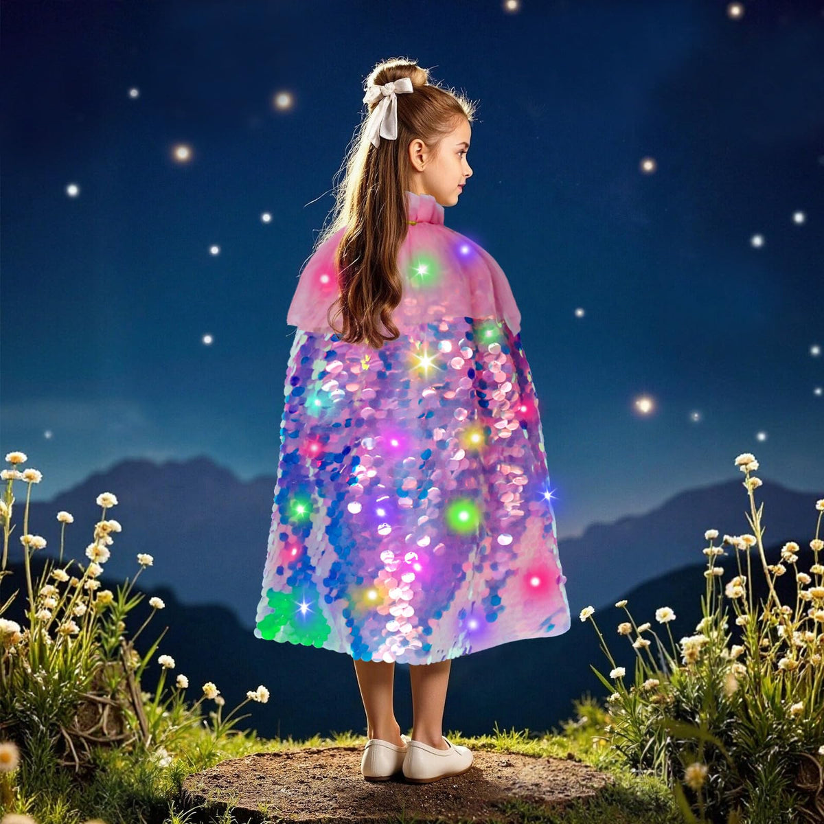 Meland soft dress-up fabric keeps her comfortable during play.