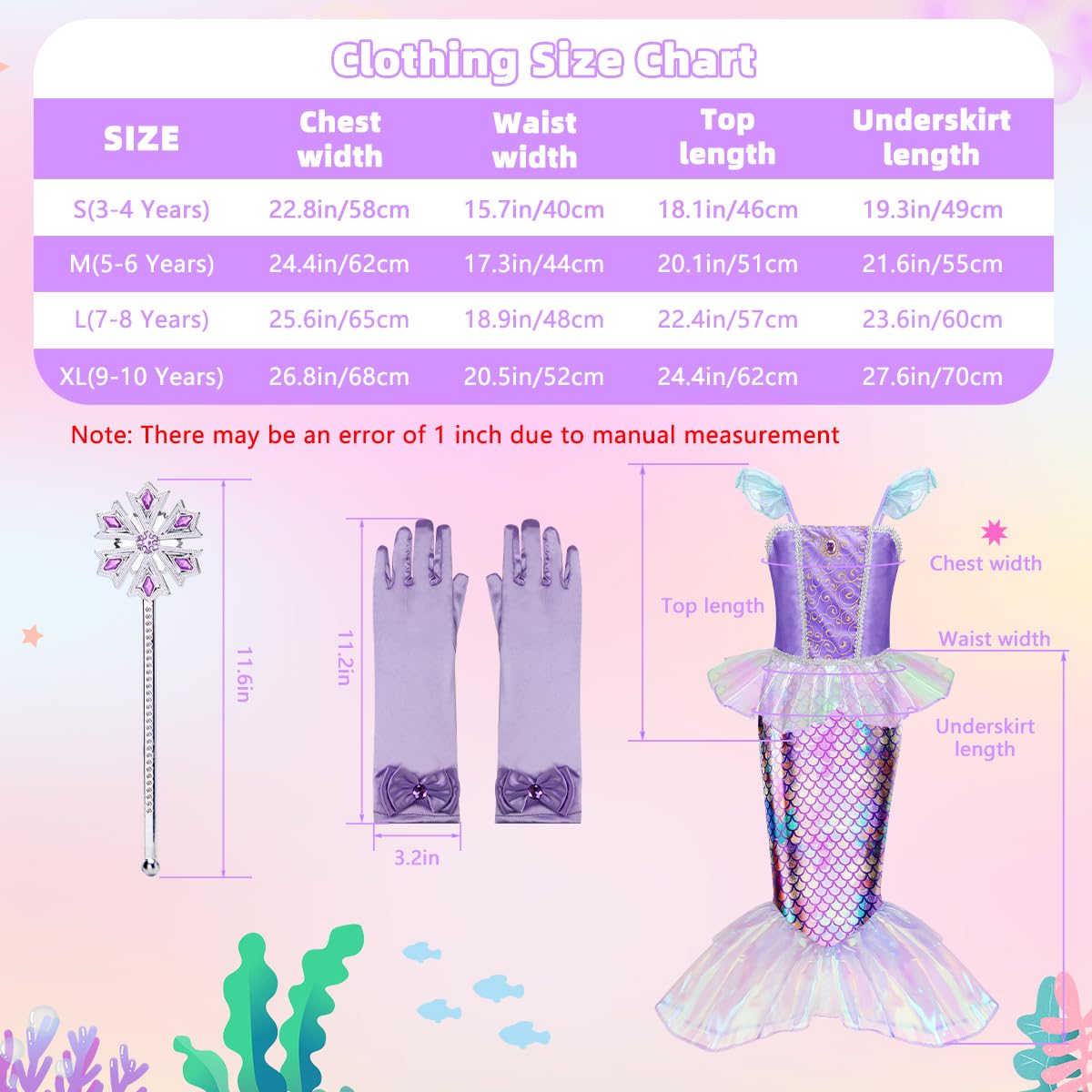 Meland toddler gloves and tiara add a polished mermaid finishing touch.
