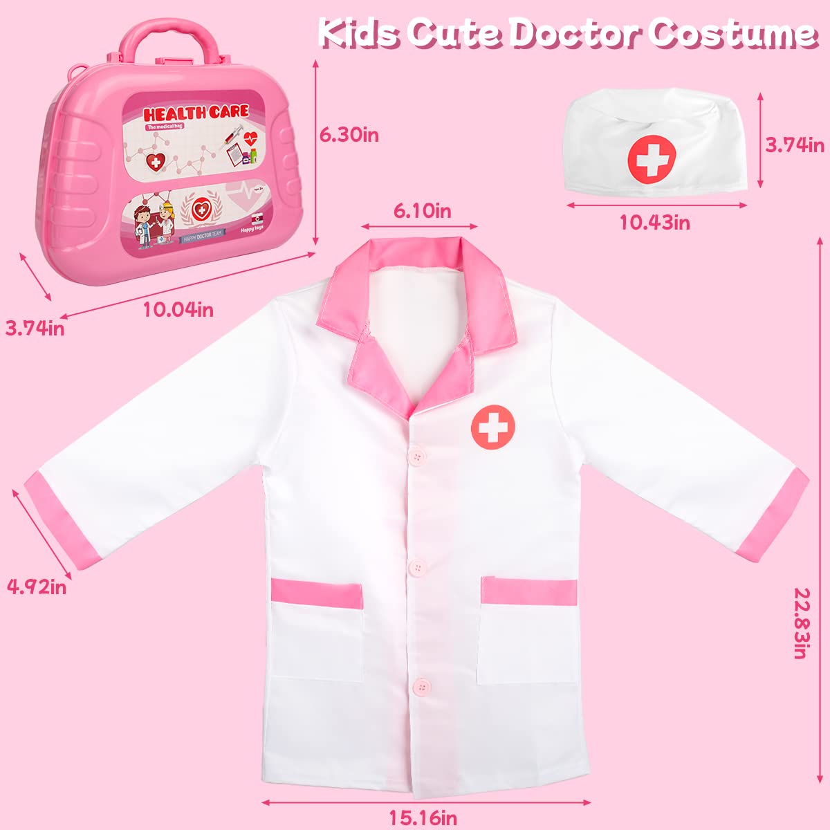 Meland Toy Doctor Kit coat and hat for authentic doctor dress-up.