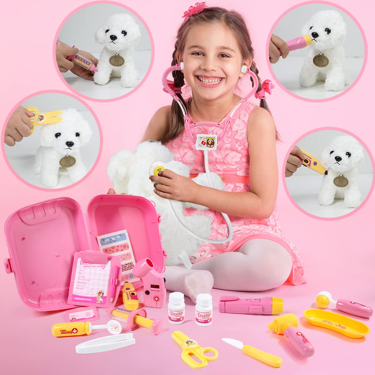 Meland Toy Doctor Kit dog doll companion enhances storytelling.