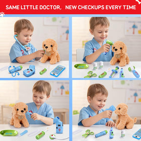 Meland Toy Doctor Kit doctor coat and hat for authentic dress-up.