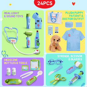 Meland Toy Doctor Kit fluffy dog toy for compassionate pretend care.