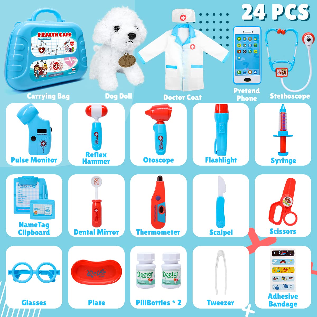 Meland toy stethoscope with light for realistic doctor role play