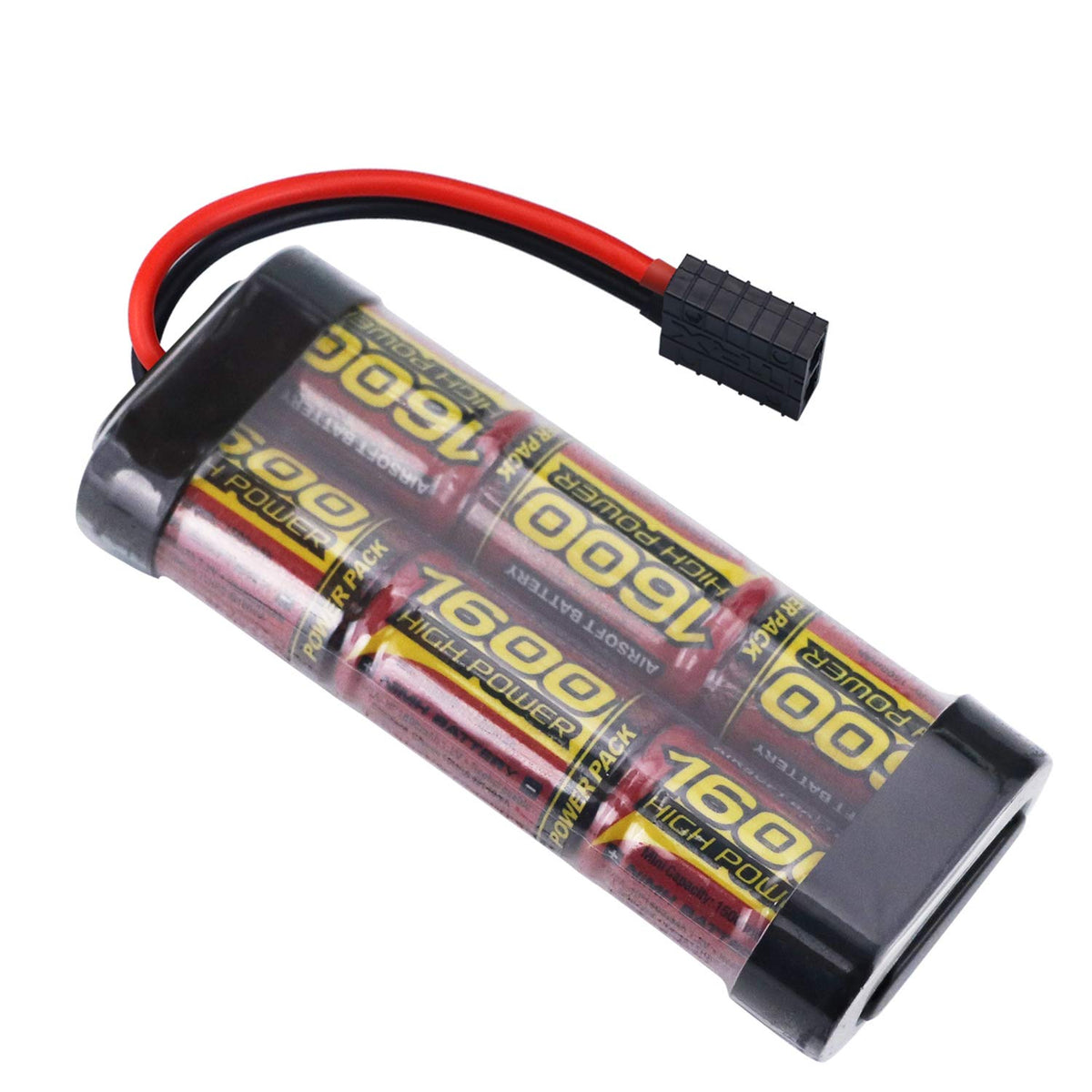 Melasta 7.2V 1600mAh flat-pack battery, front view, boosts 1/16 RC car run time.