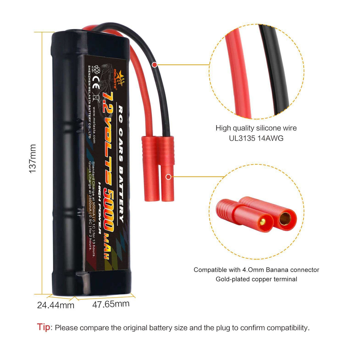 Melasta battery compatible with Blackout series for versatile Redcat setups.