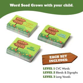 Word Seeds long vowels cards to practice word families