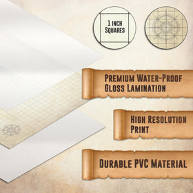 Melee Mats anti-slip laminate keeps the map steady during dramatic battles.