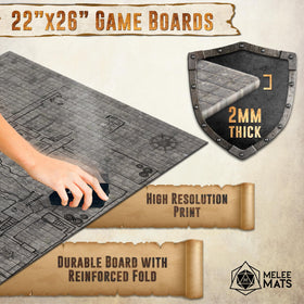 Melee Mats DND cobblestone-design terrain for urban dungeon vibes.