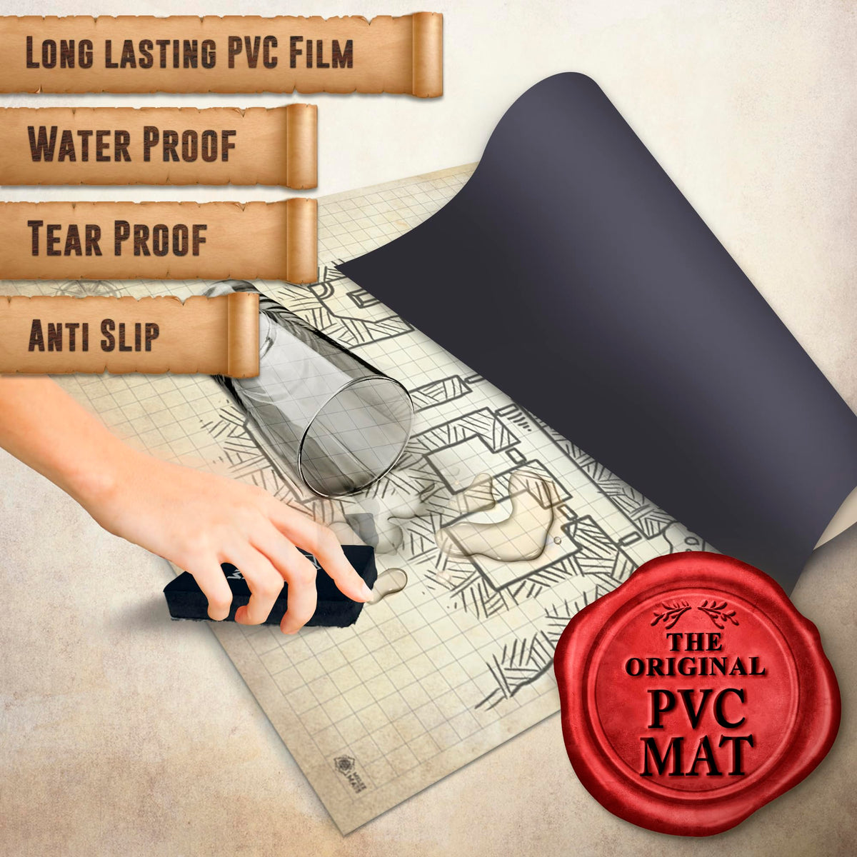 Melee Mats compact kit fits in a gaming bag for adventures
