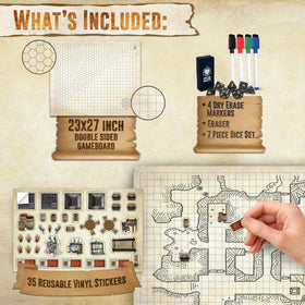Melee Mats DND Map Starter Set wet-dry erase surface for quick, clean battle sessions.