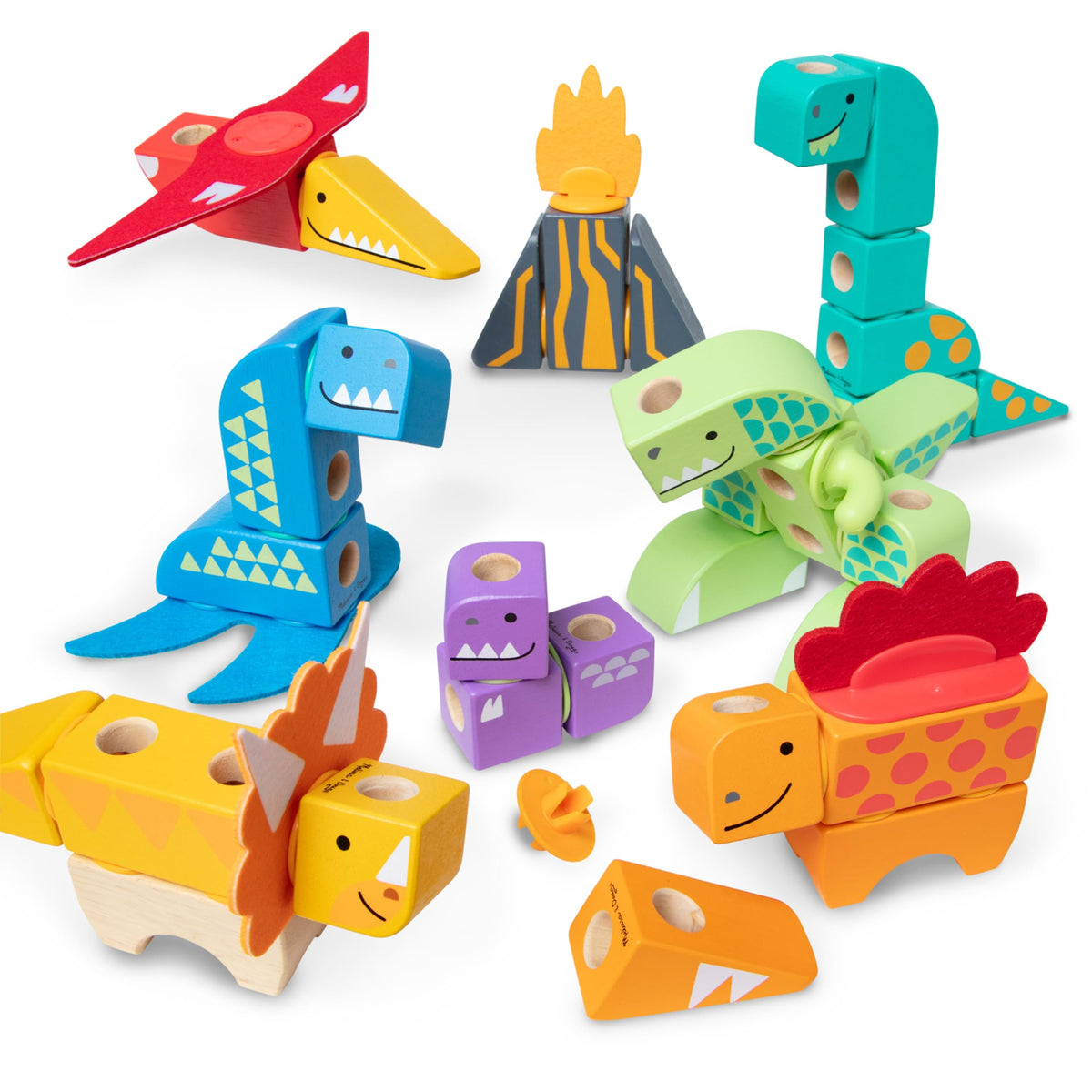 Melissa and Doug Blockables dinosaur snap close-up for creative construction play.