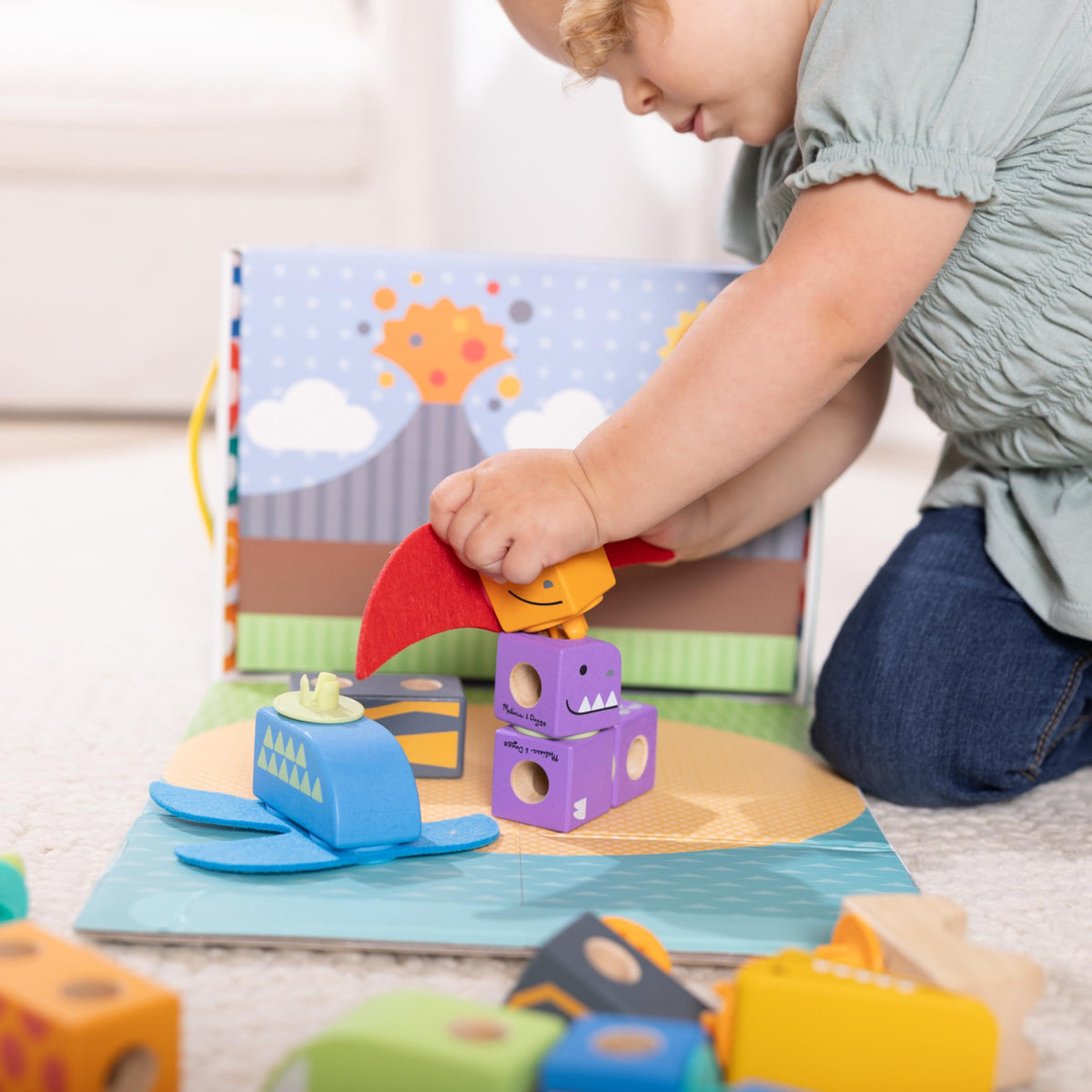 Melissa and Doug Blockables sturdy storage box for easy cleanup and portability.