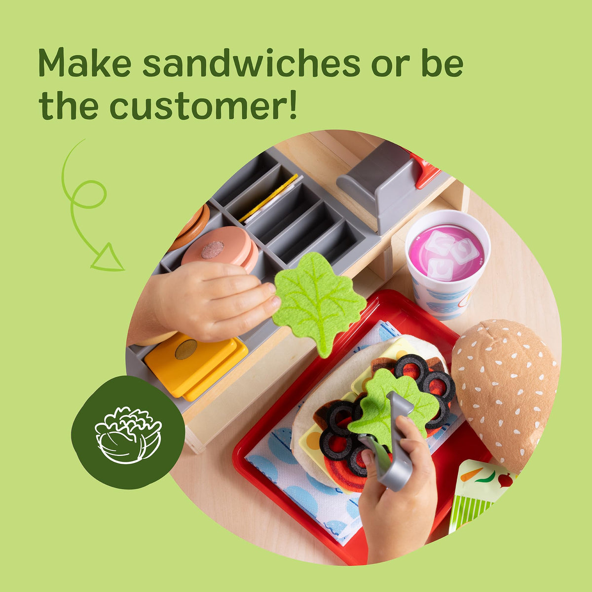 Melissa & Doug wooden sandwich pieces invite creative layering and counting practice.