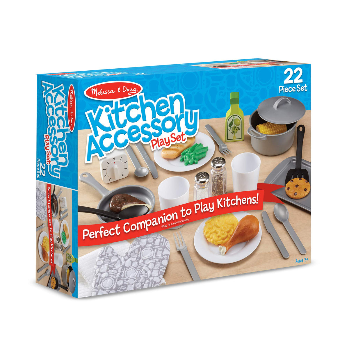 Melissa & Doug 22-piece kitchen set with pots and pans for imaginative play