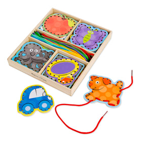 Melissa & Doug alphabet wooden lacing card front with bright letters for recognition
