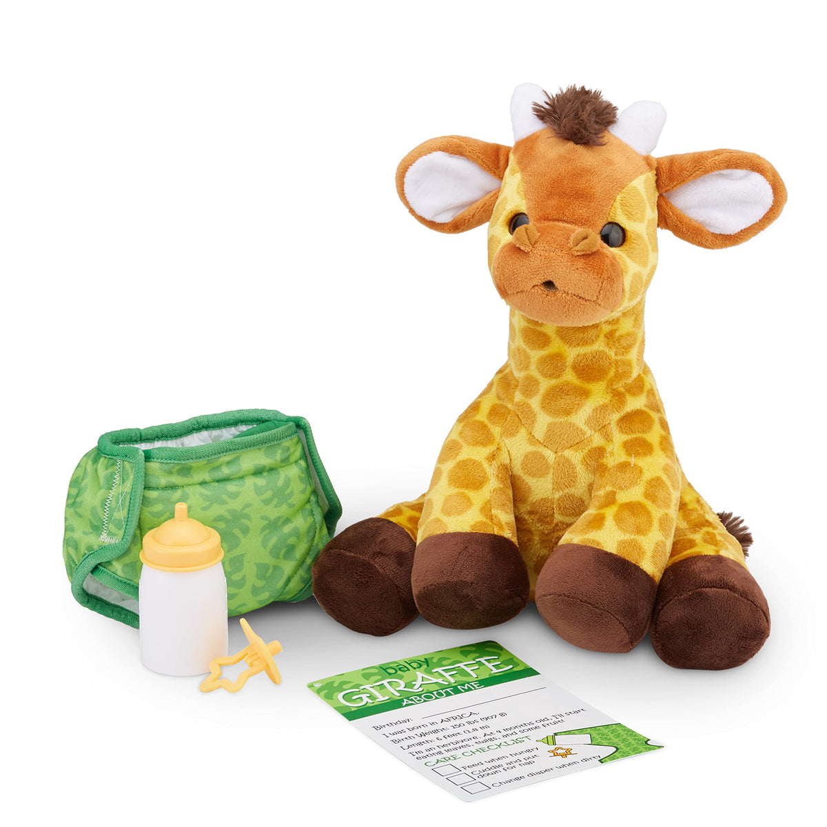 Melissa and Doug baby giraffe diaper for changing pretend care.