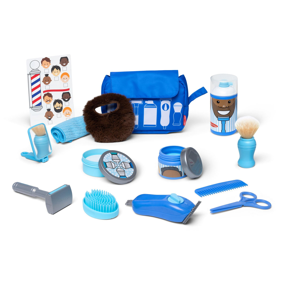 Melissa & Doug Barber Shop pretend kit opening invites kids to imaginative grooming play.