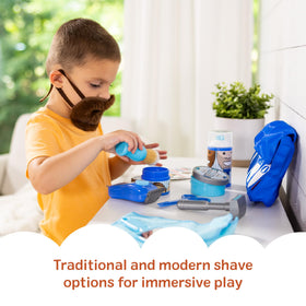 Melissa & Doug Barber Shop rolling razor provides smooth pretend shaving for creative stories.