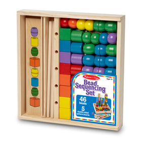 Melissa and Doug Bead Sequencing Set close-up beads show bright colors and textures
