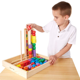 Melissa and Doug Bead Sequencing Set dowels stand upright for easy stacking