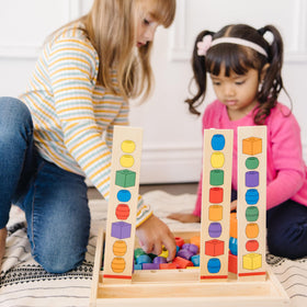 Melissa and Doug Bead Sequencing Set double-sided pattern boards present varied challenges