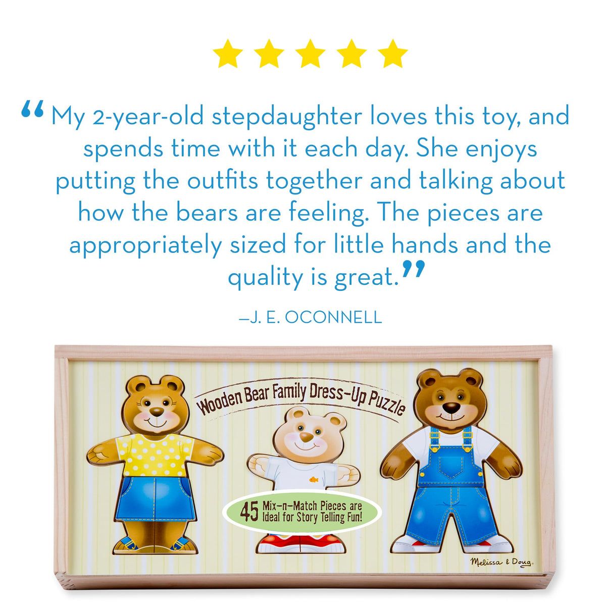 Melissa & Doug Bear Family Puzzle compartments aid sorting and quick assembly for toddlers.