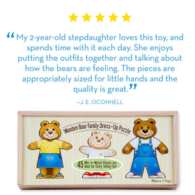 Melissa & Doug Bear Family Puzzle compartments aid sorting and quick assembly for toddlers.