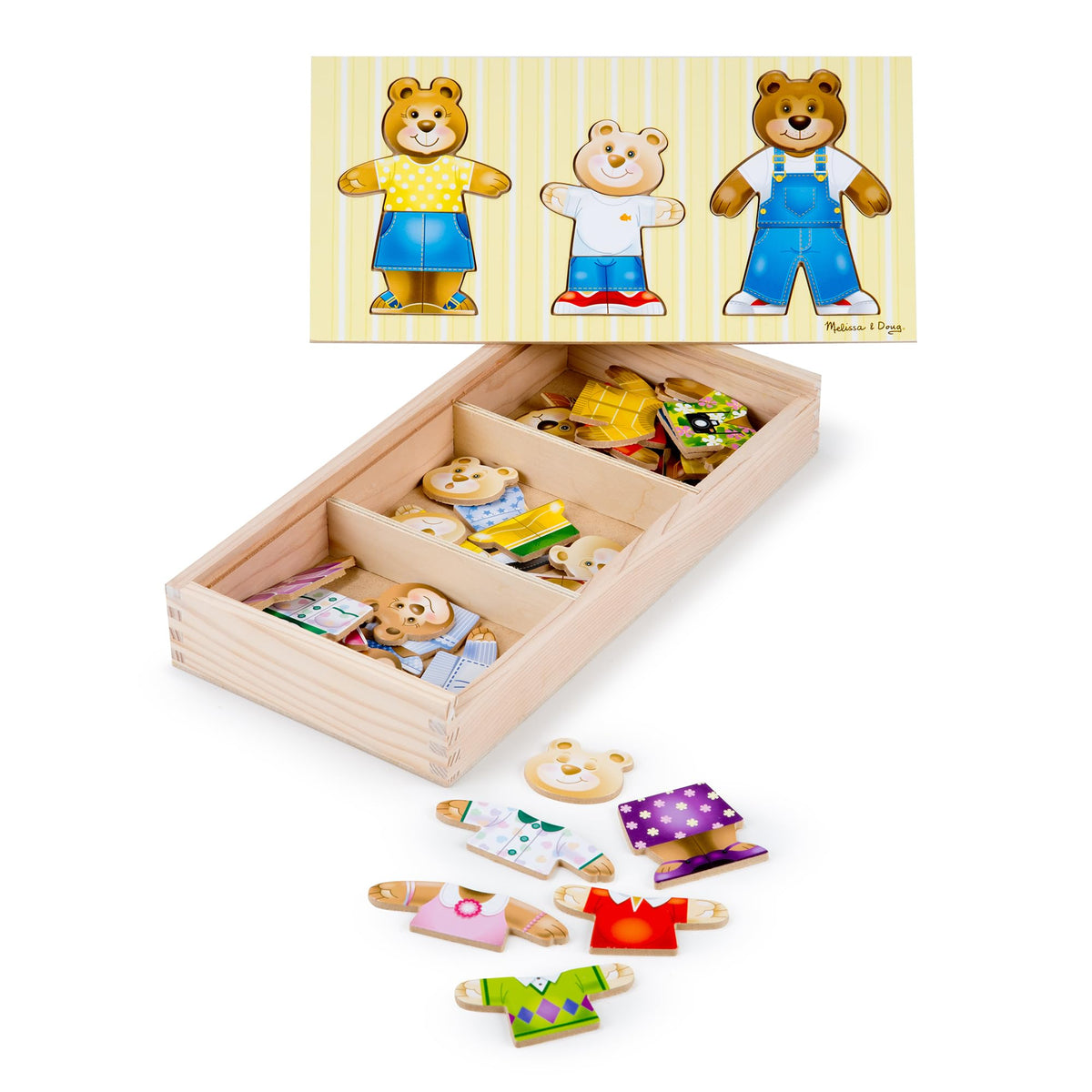Melissa & Doug Bear Family Puzzle wooden pieces support tactile learning and problem solving.