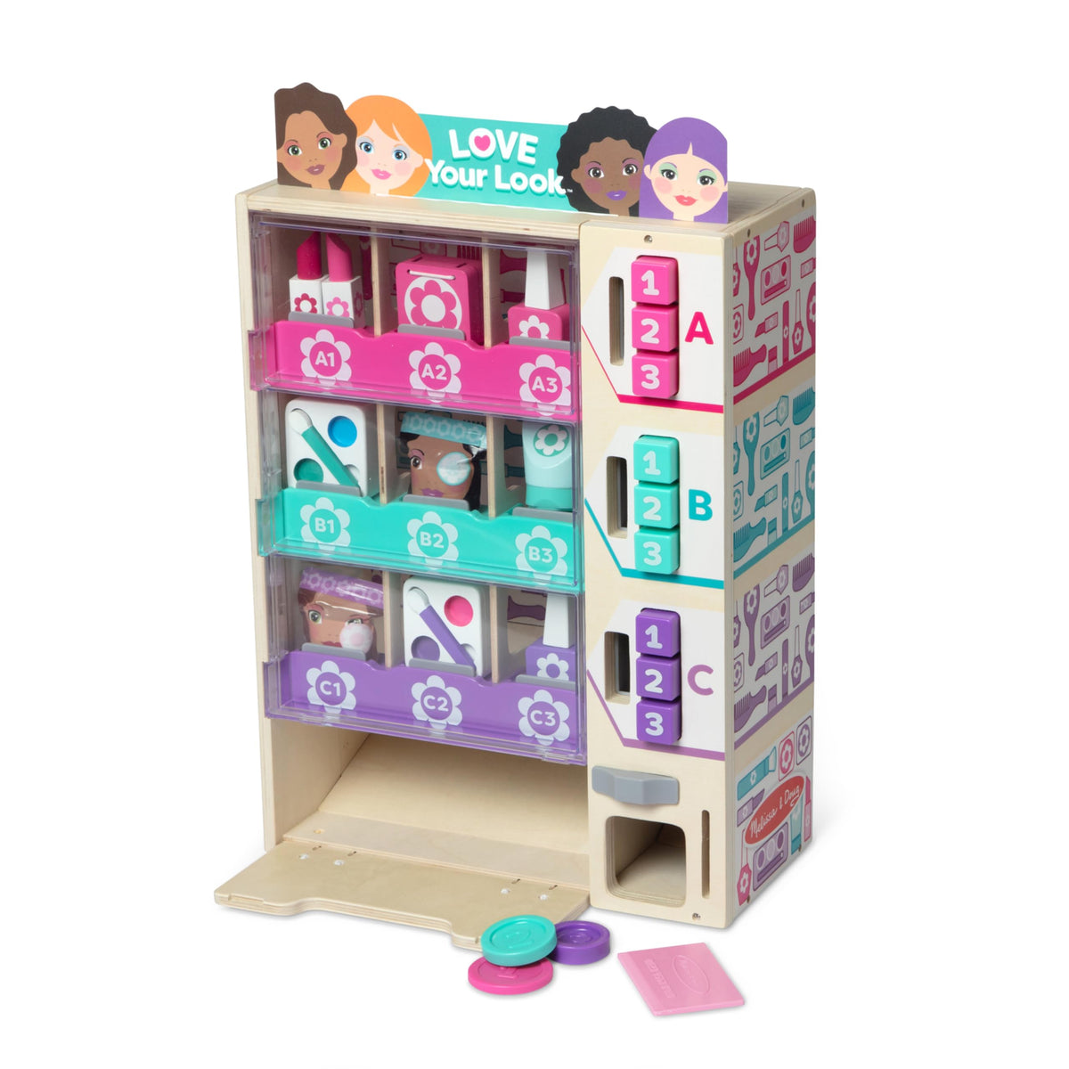 Melissa & Doug beauty kiosk front view for imaginative pretend makeup play