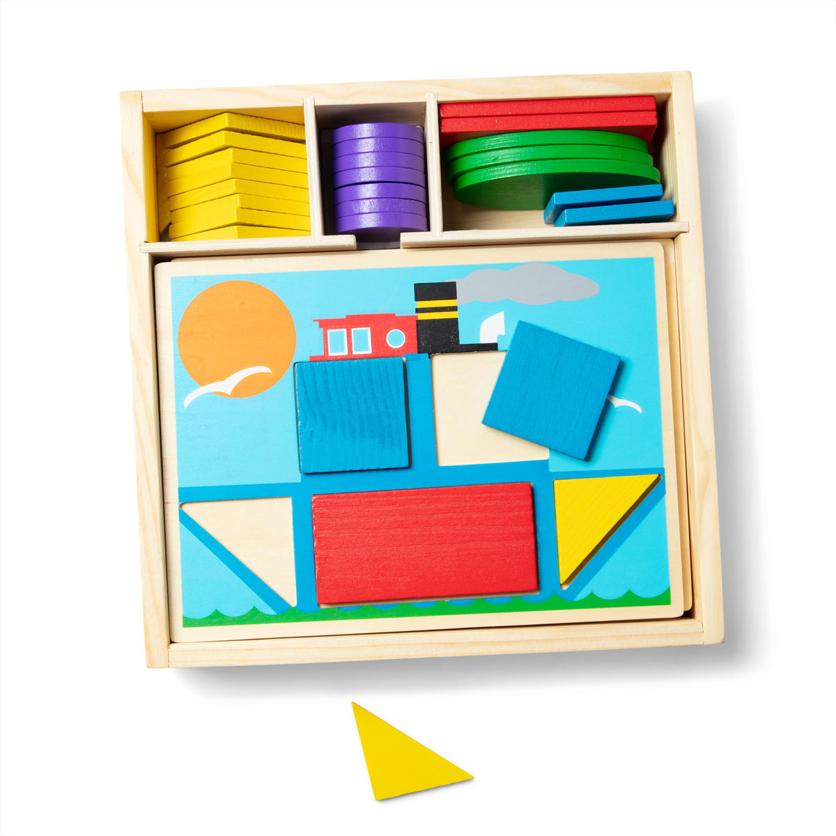 Melissa & Doug Beginner Pattern Blocks forest scene board for early shape recognition