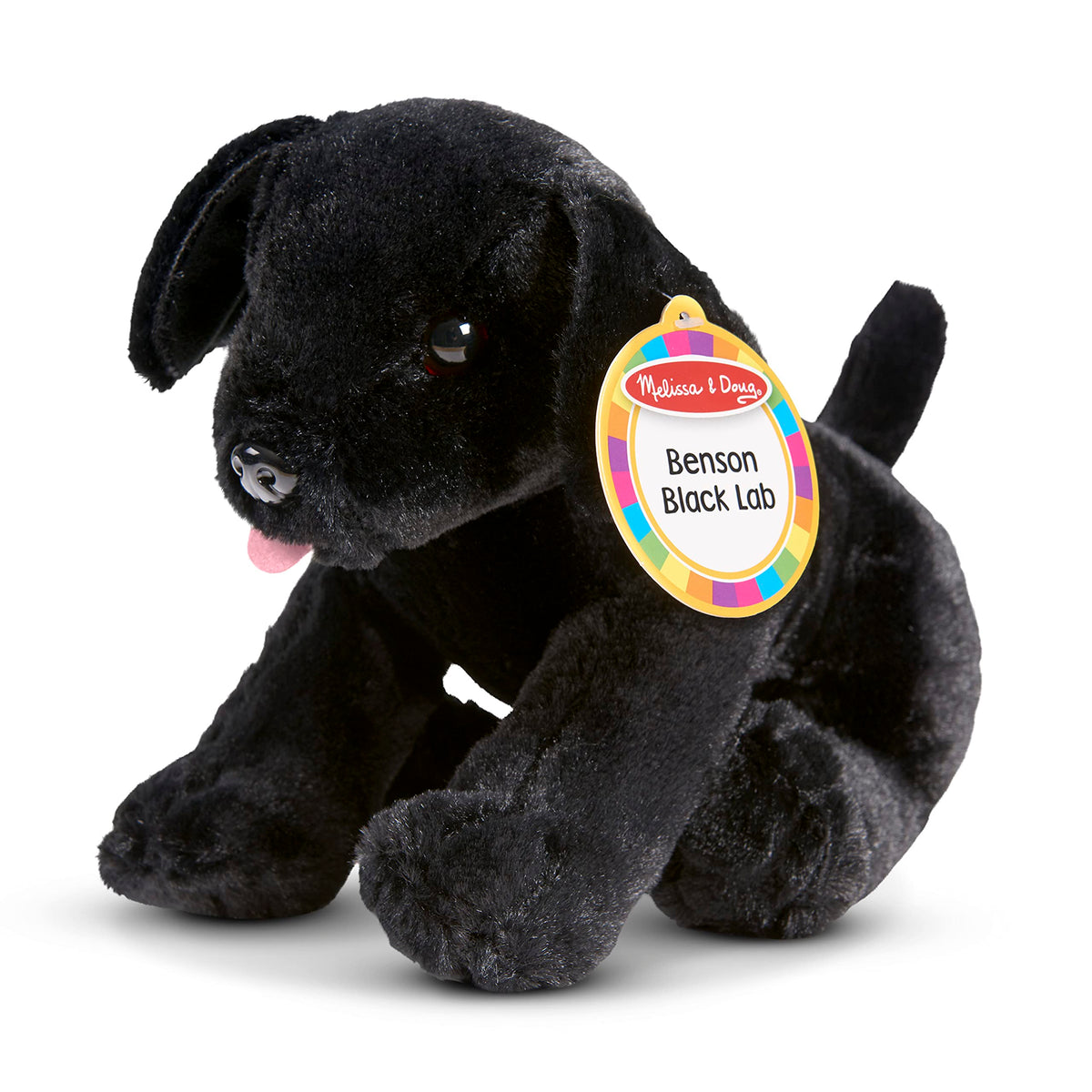 Melissa & Doug Benson Black Lab nose detail adds lifelike charm.