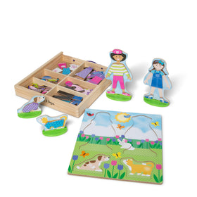 Melissa & Doug Best Friends magnetic dress-up dolls with 78 outfits for imaginative play.