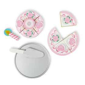 Birthday cake pretend play set inspires creative storytelling and social play.