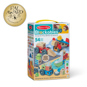 Melissa & Doug Blockables connectors support easy snaps for little hands.