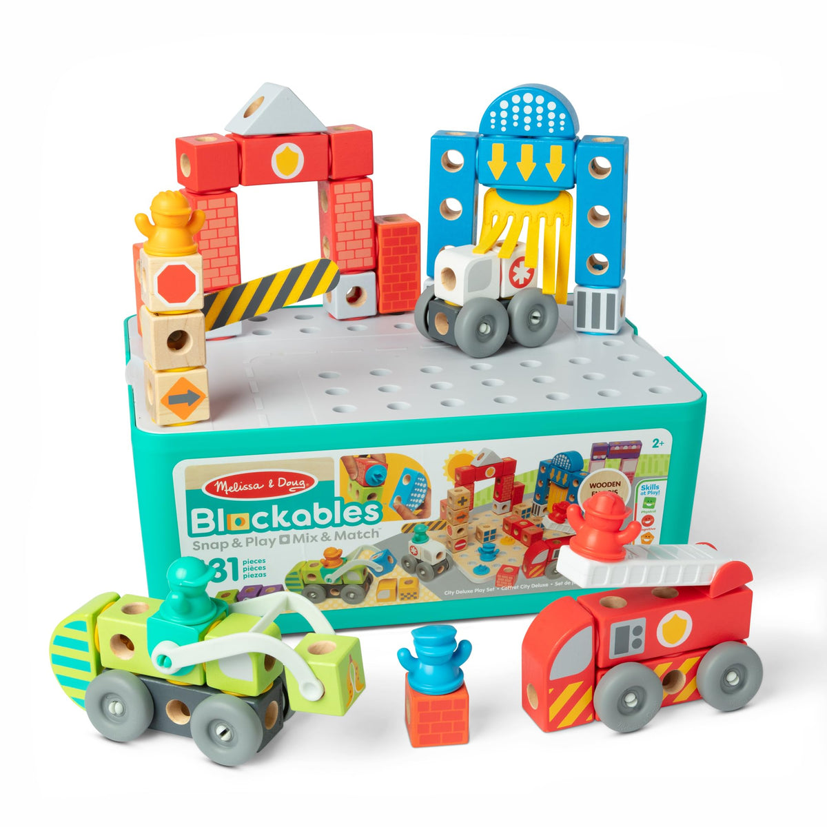 Melissa & Doug Blockables Deluxe City snap-and-play set for imaginative city building