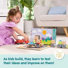 Melissa & Doug Blockables race car sparks fast, creative play.