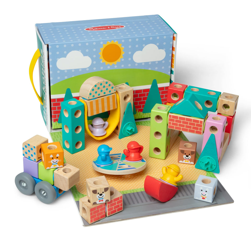 Melissa & Doug Blockables Town Snap and Play colorful blocks for creative building