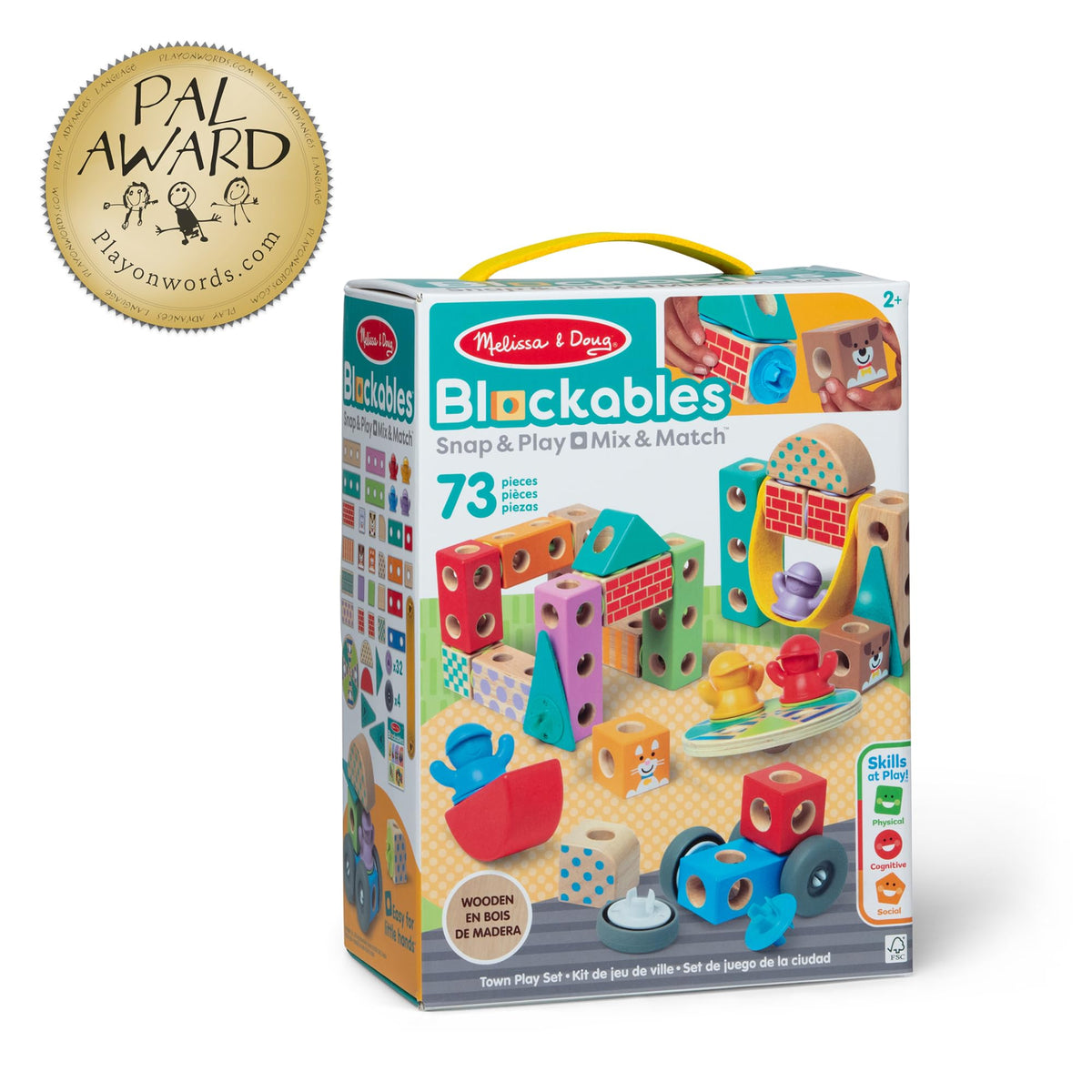 Melissa & Doug Blockables Town Snap and Play carousel wheel for imaginative rides