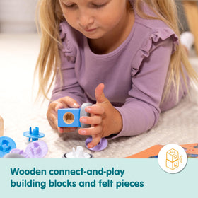 Melissa & Doug Blockables Town Snap and Play packaging folds into a play space