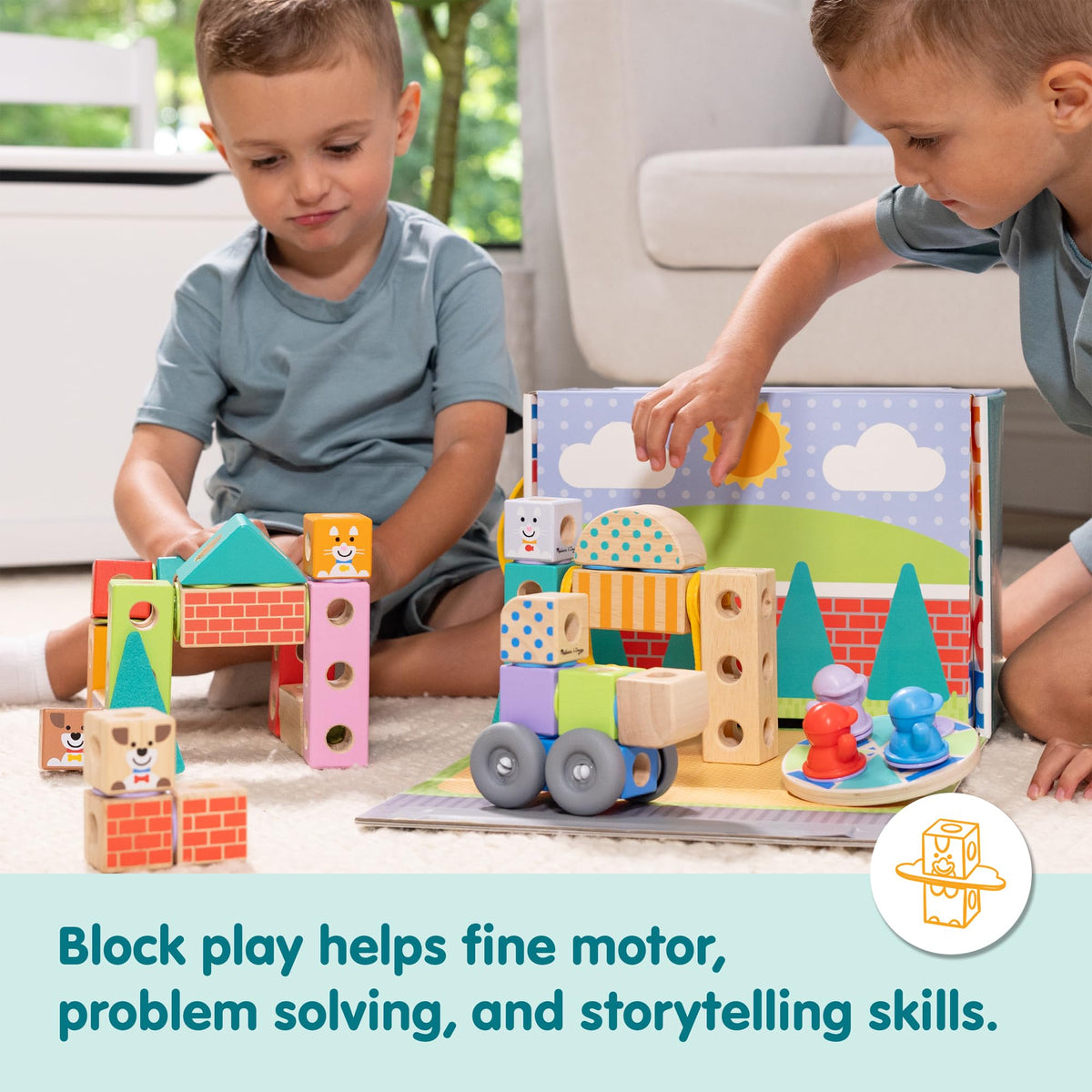 Melissa & Doug Blockables Town Snap and Play felt swing for active pretend fun