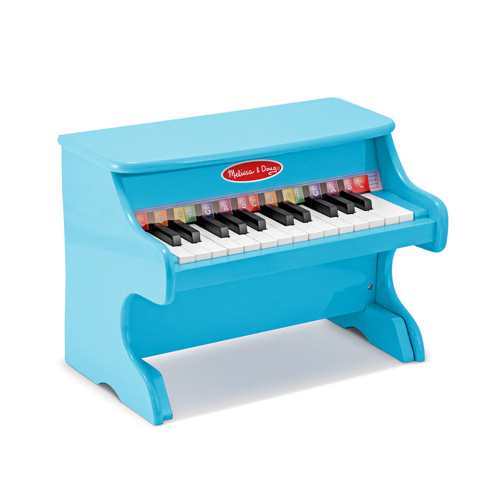 Melissa & Doug blue piano wooden front view for creative play.